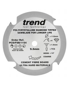 PCD/FSB/1154 - Fibreboard sawblade PCD 115mm x 4T x 9.5mm