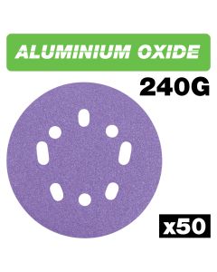 AB/125/240A/B - Aluminium Oxide Random Orbital Sanding Disc 240 Grit 125mm 50pc