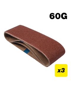 AB/B75/60A - Aluminium Oxide Sanding Belt 60 Grit 75mm x 457mm 3pc