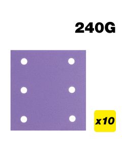 AB/QTR1/240A - 115 x 107mm 6-Hole 240G Quarter Sheet Sanding Pad, 10 Pack