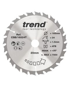 CSB/16524T - Trend Wood Cordless Circular Saw Blade 165mm x 20mm x 24T