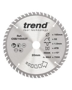 CSB/16552T - Trend Wood Cordless Circular Saw Blade 165mm x 20mm x 52T