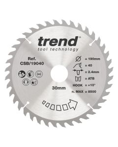 CSB/19040 - Trend Wood Circular Saw Blade 190mm x 30mm x 40T