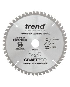 CSB/AP16052 - Craft saw blade aluminium and plastic 160 x 52 teeth x 20