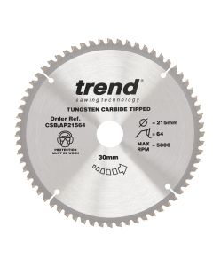 CSB/AP21564 - Trend Aluminium/Plastic Circular Saw Blade 215mm x 30mm x 64T