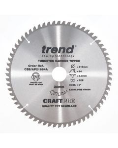 CSB/AP21664A - Craft saw blade aluminium and plastic 216mm x 64 teeth x 30mm
