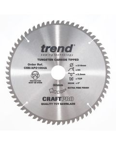 CSB/AP21664A - Craft saw blade aluminium and plastic 216mm x 64 teeth x 30mm