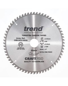 CSB/AP21664A - Craft saw blade aluminium and plastic 216mm x 64 teeth x 30mm