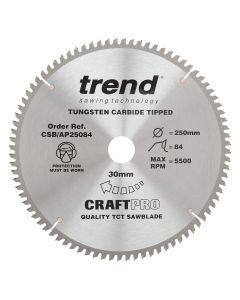 CSB/AP25084 - Craft saw blade aluminium and plastic 250mm x 84 teeth x 30mm