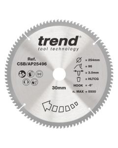 CSB/AP25496 - Trend Aluminium/Plastic Circular Saw Blade 254mm x 30mm x 96T