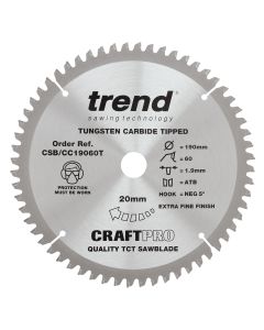 CSB/CC19060T - Craft saw blade crosscut 190mm x 60 teeth x 20mm thin