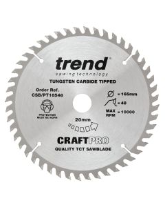 CSB/PT16548 - Trend CraftPro 165mm diameter 20mm bore 48 tooth fine finish cut saw blade for plunge saws