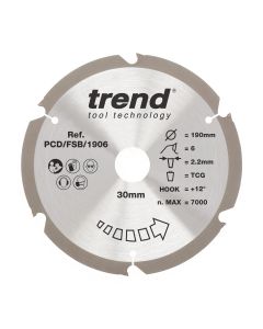 PCD/FSB/1906 - Trend PCD Fibre Cement Circular Saw Blade 190mm x 30mm x 6T