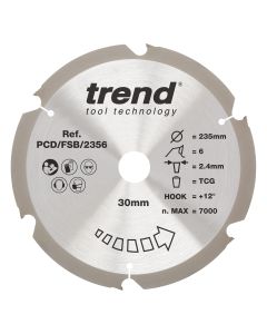 PCD/FSB/2356 - Trend PCD Fibre Cement Circular Saw Blade 235mm x 30mm x 6T
