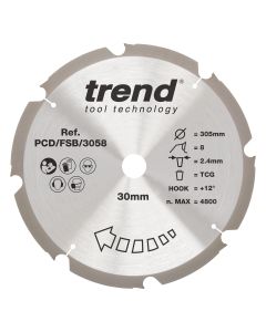 PCD/FSB/3058 - Trend PCD Fibre Cement Circular Saw Blade 305mm x 30mm x 8T