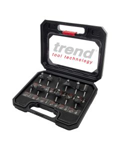 SET/SS8X1/4TC - Trend 12 piece 1/4in shank TCT Router Cutter Set - ideal starter / entry level set for smaller 1/4in collet routers.