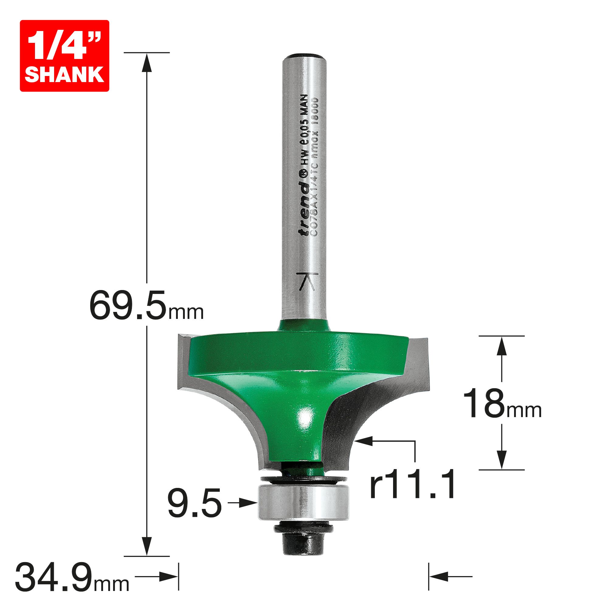 18mm bullnose sale router bit