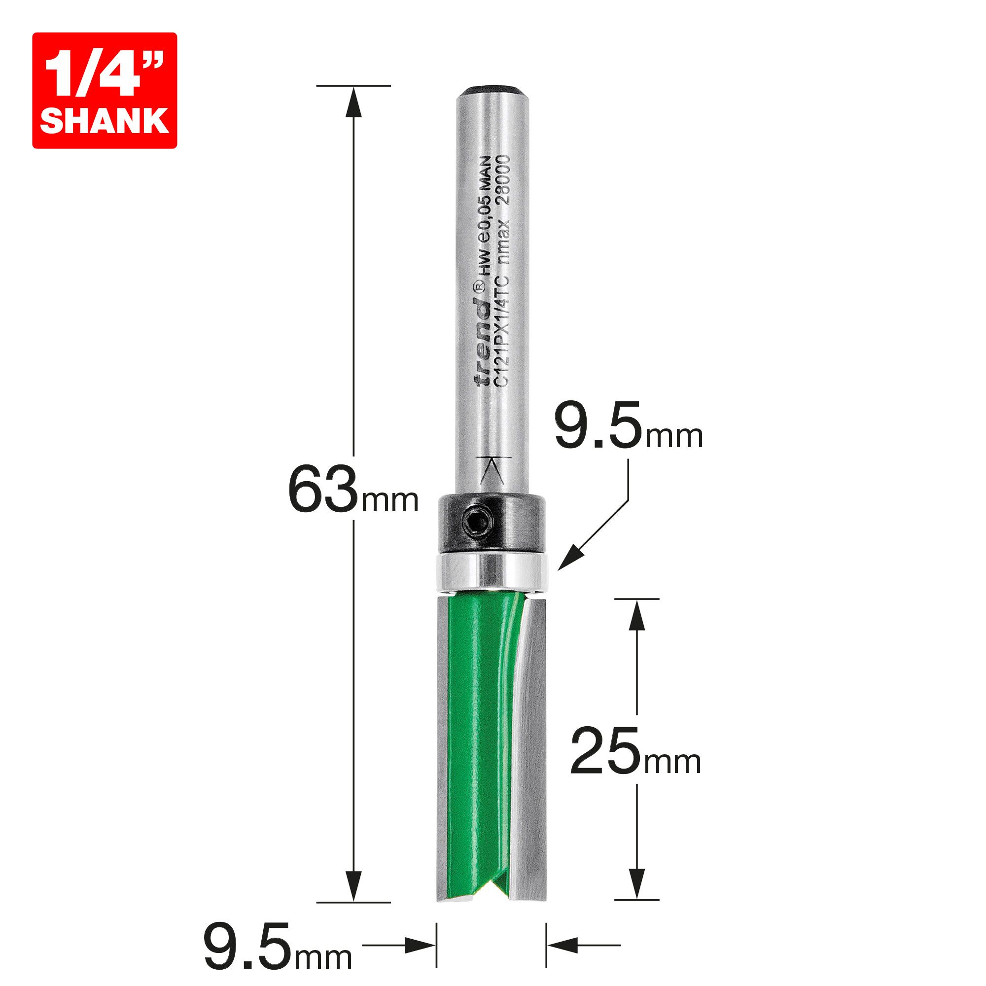 C121PX1 4TC Template profile 9.5mm diameter Trend Tool Technology