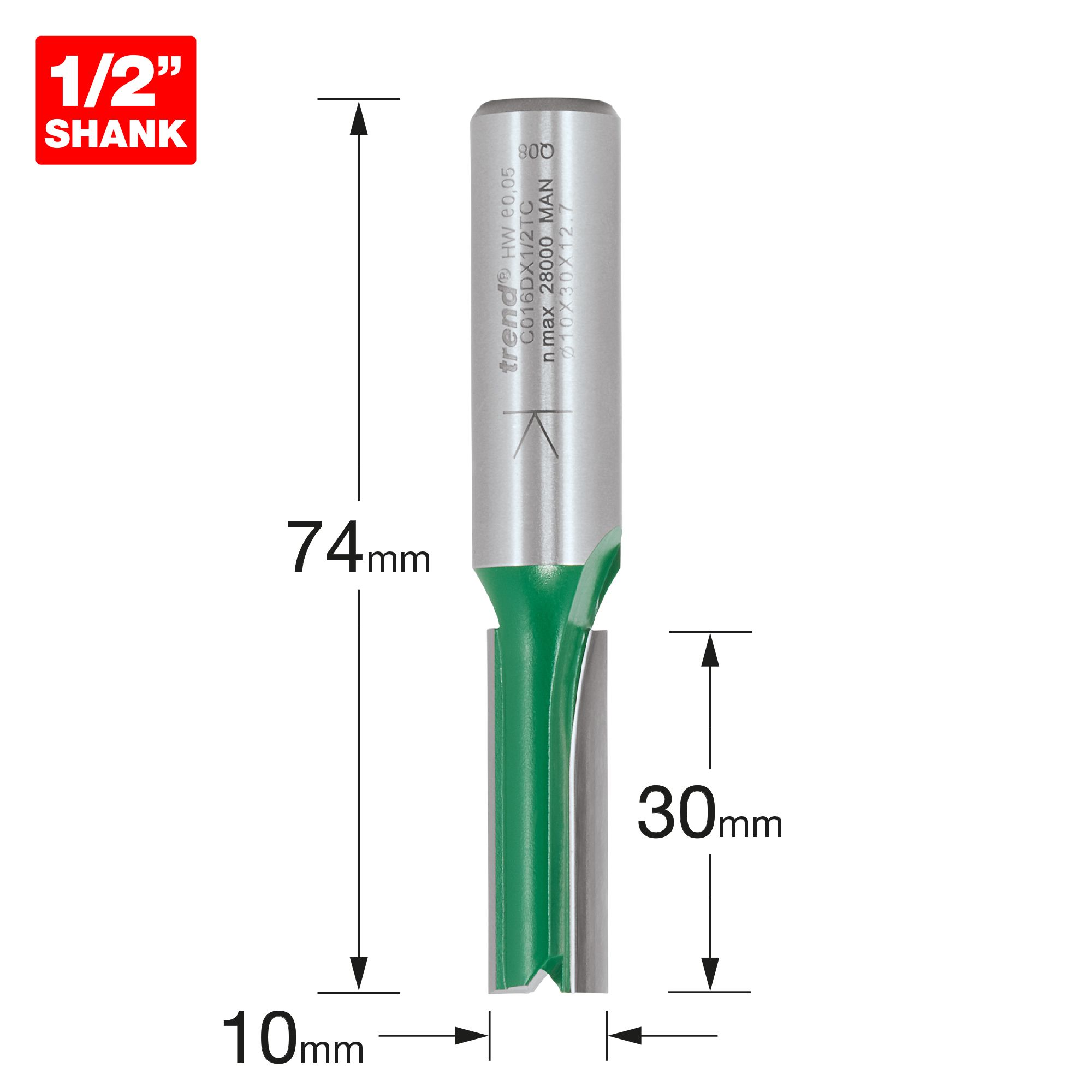 C016DX1 2TC Trend CraftPro 1 2in Shank Two Flute Straight Router