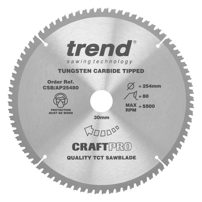 CSB AP25480 Craft saw blade aluminium and plastic 254 x 80 teeth