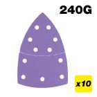 AB/DET/240A - 100 x 150mm 11-Hole 240G Detail Sanding Pad, 10 Pack