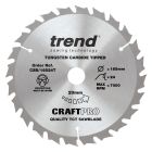 CSB/16524T - Trend Craft Pro 165mm diameter 20mm bore 24 tooth combination cut thin kerf saw blade for cordless circular saws