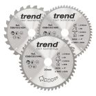 CSB/CC216/3PK - Trend Wood Mitre Saw Blade 216mm x 30mm x 24/48/60T, 3 Pack